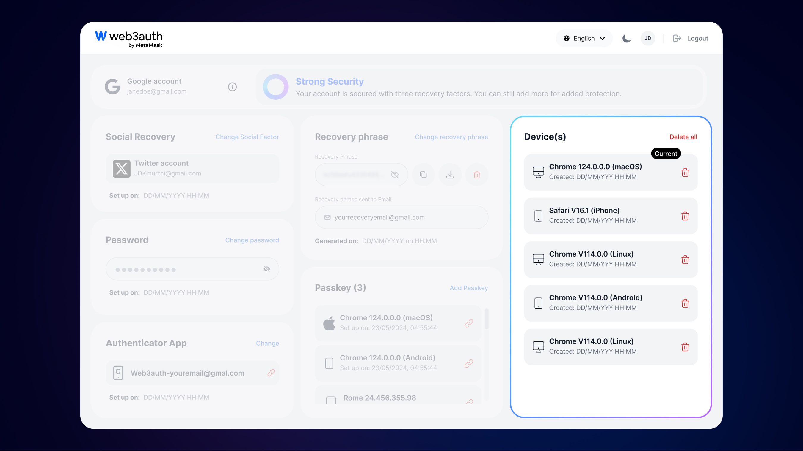 Device overview screenshot